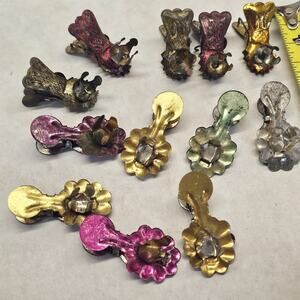 12 Vintage Candle Holders Tin Metal Clip On Christmas Tree 1.5” German? Antique?